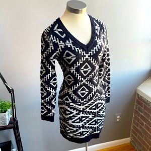 NWOT Aztec print sweater dress, black and gray, size M